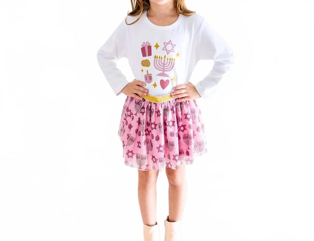 NEW SWEET WINK hanukkah doodle long sleeve tee in white